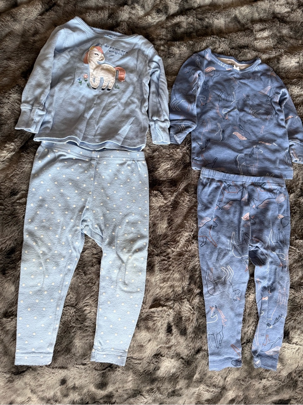 Carter’s 12M Blue Unicorn Pajamas 2 Sets 4 Piece Baby Lot